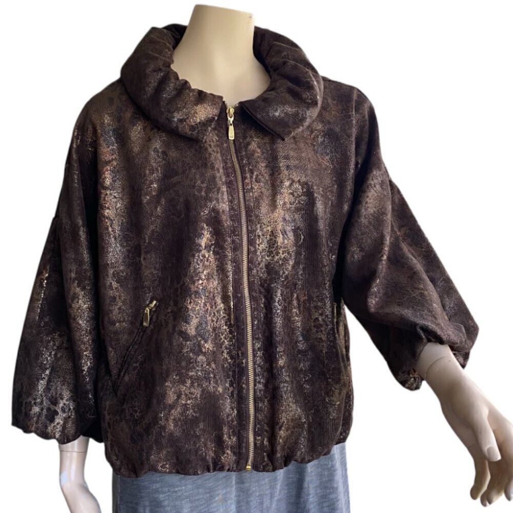 Nygard Metallic Brown & Gold Zip Up Jacket Sz 10/12โโโโโโโโ